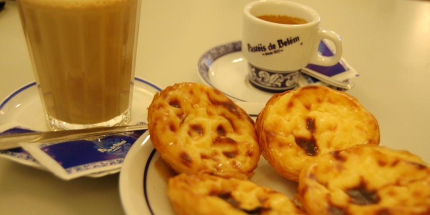 Delicious food is served in this bakery near Jeronimos Monastery in Belem, Portugal.