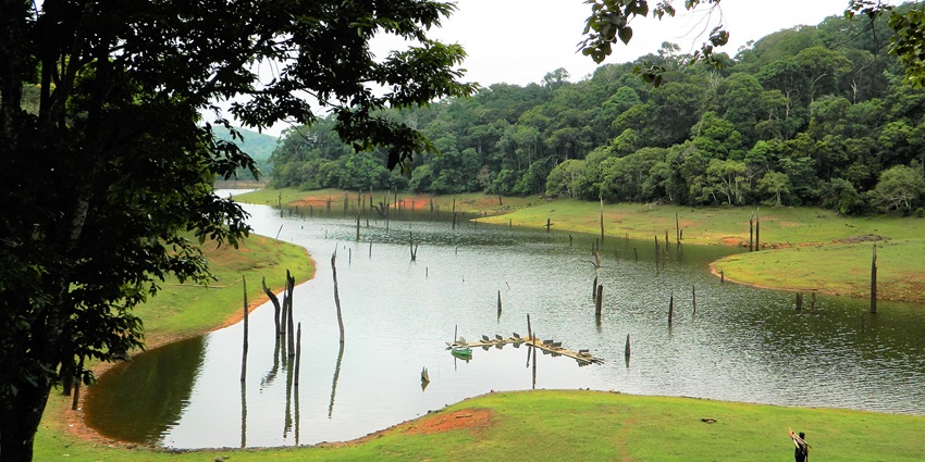 An image of Periyar boat safaris, one of the top tiger spotting destinations.