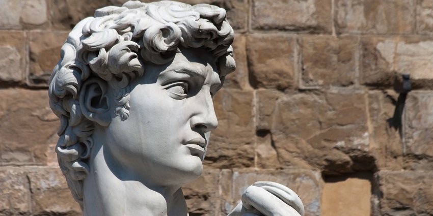 A marble statue of Michaelanglo’s David at Piazza della Signoria, one of the best places to visit in Florence.