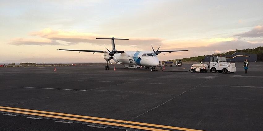 Image of Pico Airport an aeroplane resting on the runway at the Pico Airport