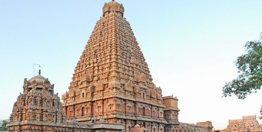 A view of Brihadishwara Temple, one of the best places to visit in February in South India