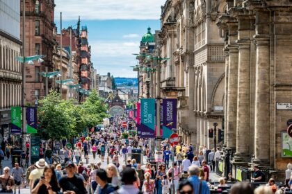 View of Sunny day on Glasgow Buchanan Street, a must-see spot among the many places to visit in Glasgow