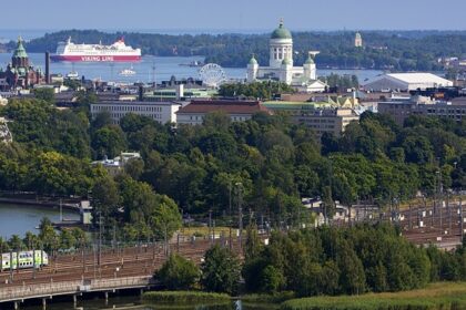 An image showing the city skyline of Helsinki, highlighting places to visit in Helsinki.