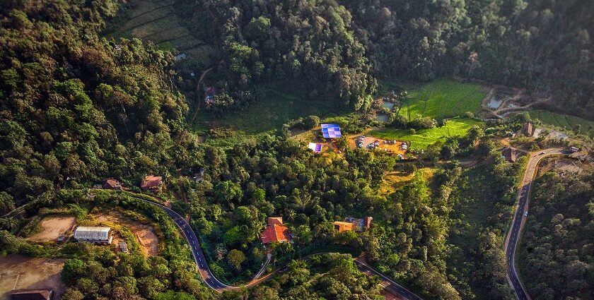 An image of the aerial view of Coorg, one of the places to visit in India in February for honeymoon.