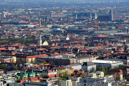 An image showing an aerial view of Munich, highlighting places to visit in Munich.