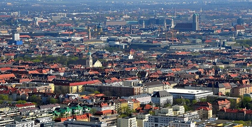 An image showing an aerial view of Munich, highlighting places to visit in Munich.