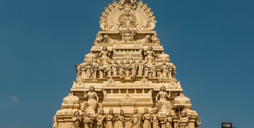 Image of a vibrant Hindu temple in Chennai, one of the places to visit in September in South India.