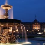 An image showing Stuttgart's Schlossplatz at night, one of the places to visit in Stuttgart.