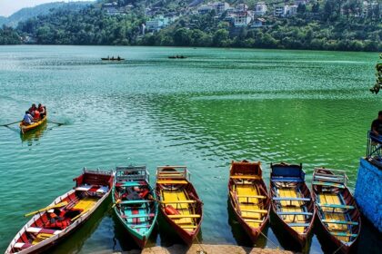 View of Bhimtal Lake, a peaceful quiet destination for adventurous treks or small villages.