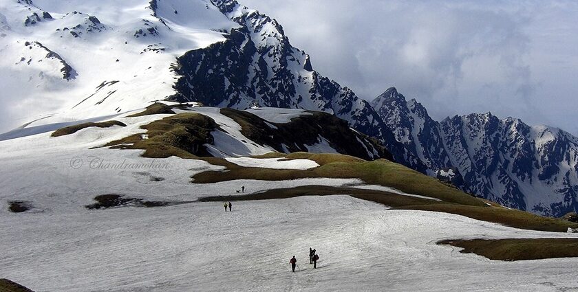 An image of the Snowy landscape in India in December, one of the best places to visit in India with family.