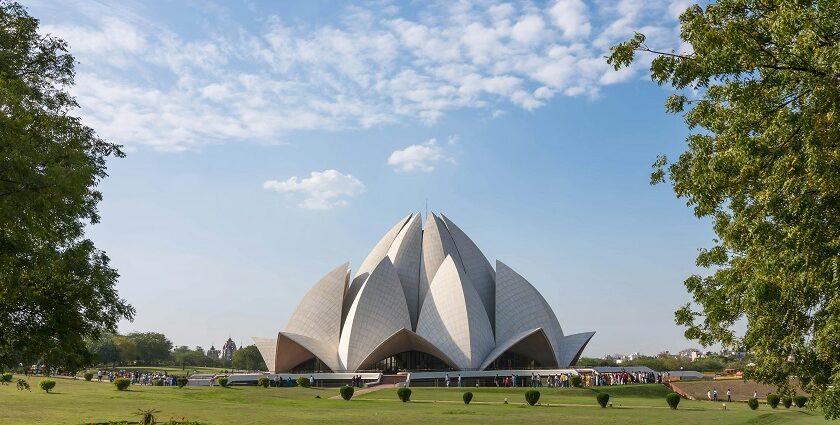 An image of Lotus temple in Delhi, North India, one of September's best places to visit