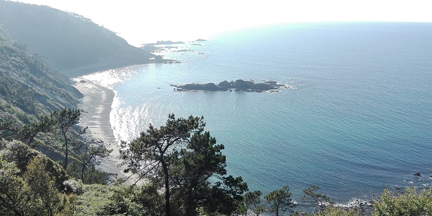 Stunning beach view of Playa de Muro, among beaches in Majorca Spain from top of the hill