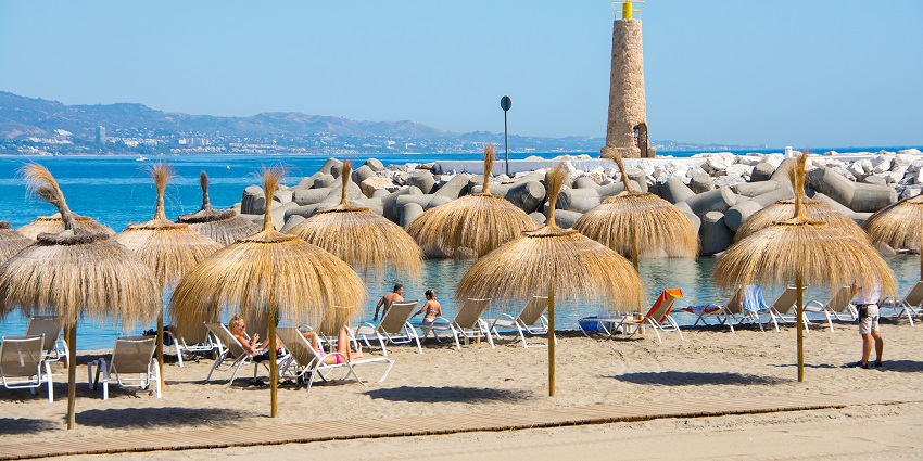 Great beach amenities at a beach in Marbella Spain