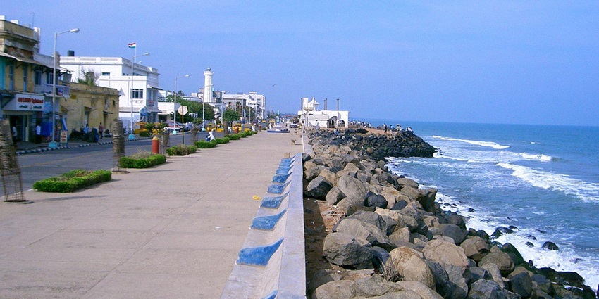 An image of Puducherry Beach in Pondicherry, one of the best places to visit in February