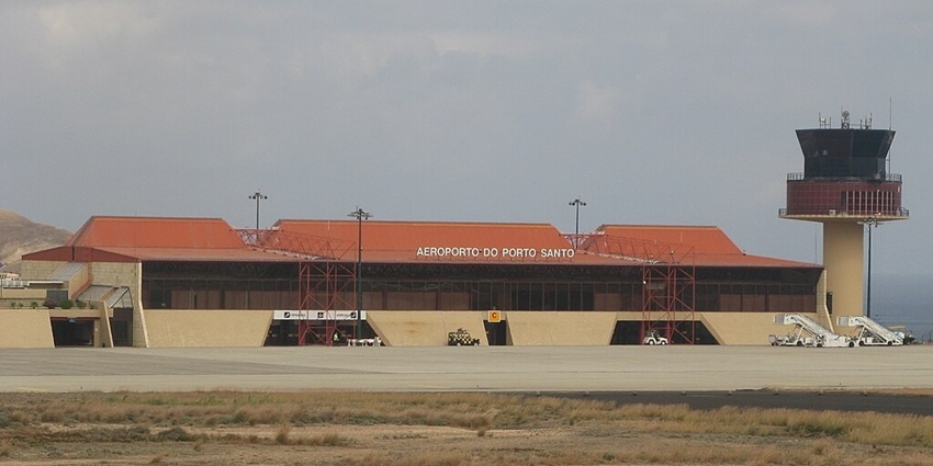 Aeroplanes flying from airports in Portugal - Porto Santo Airport view from outside