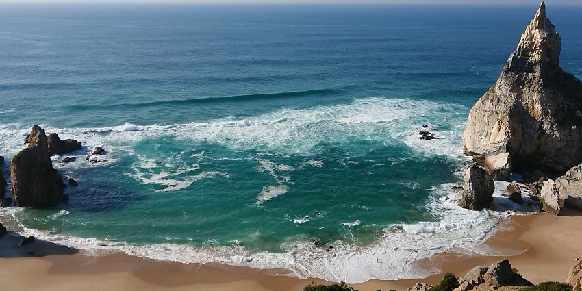 Praia da Ursa, one of the peaceful beaches near Lisbon located near Cabo da Roca.