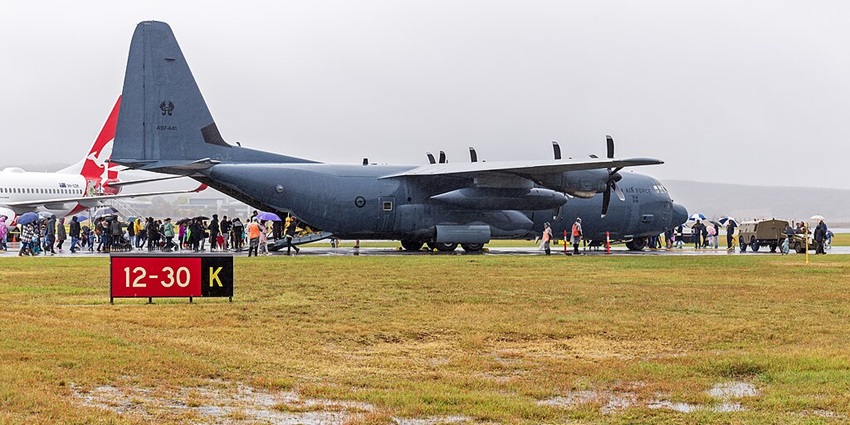 An image of Royal Australian Air Force AirCraft C-130J Hercules on display at the Base