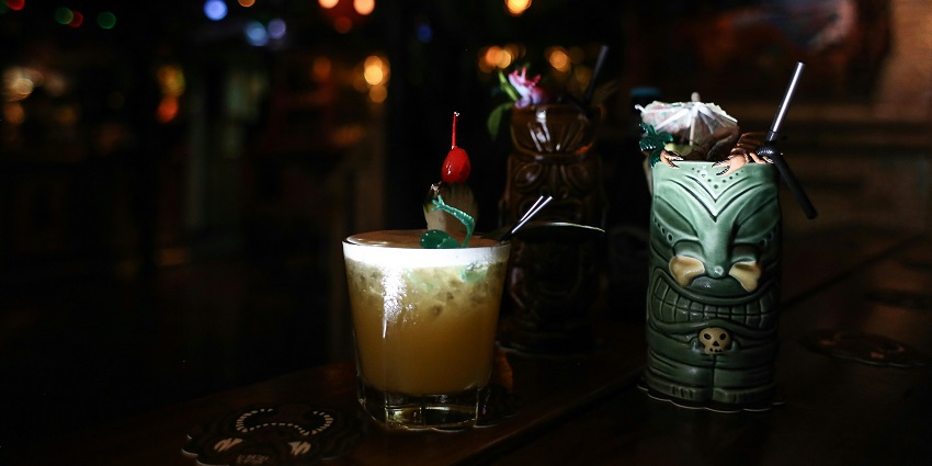 Image of a Cocktail Drinks in Clear Glass and Ceramic Tiki Mug explore in RIINK