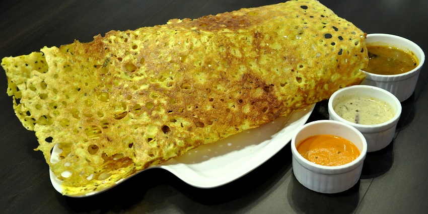 Rava Dosa is a flavourful street food in Vijayawada.