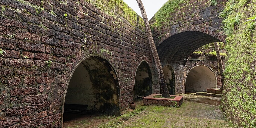 The interior of the ancient Reis Magos Fort.