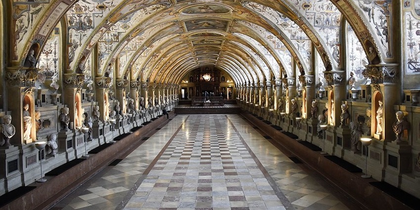 An image showing the Antiquarium at the Residenz Museum, highlighting its historic art.