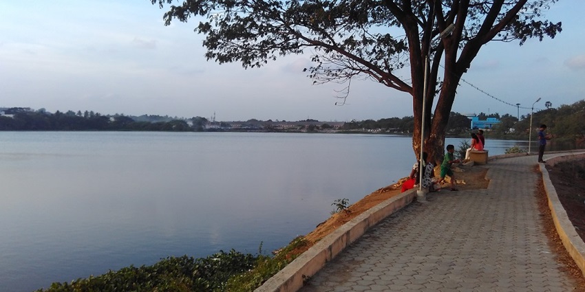 The above shows a panoramic view of one of lakes in Chennai, a large body of water with reflection of sky