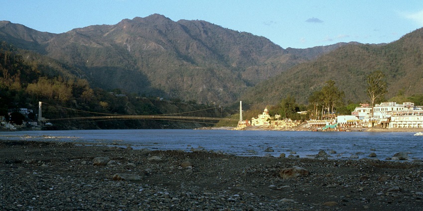 An image showing the Ganges at Rishikesh, a good place to see in India in may with friends