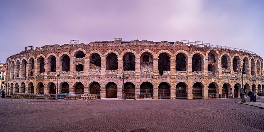 Ancient amphitheatre hosting opera performances and historic events, highlighted in Verona city guide