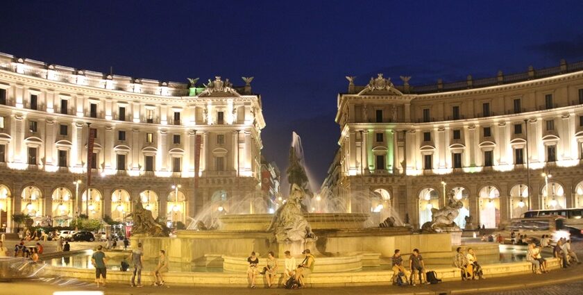 A view of the Piazza della Repubblica, a top place to experience Rome’s nightlife.