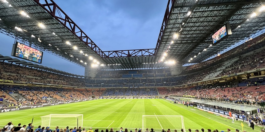 Majestic view of San Siro Stadium, one of the best places to visit in Milan in December.