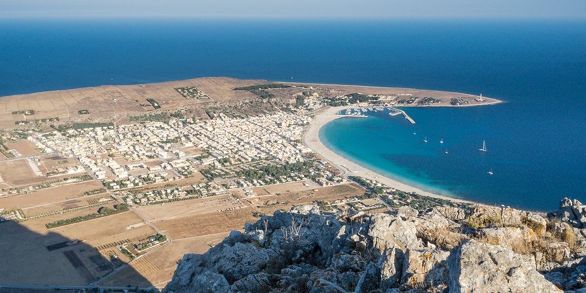 An aerial shot of San Vito Lo Capo in Sicily, Italy