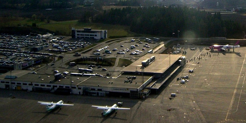 An image of the aerial view of Sandefjord Airport, located in Norway.