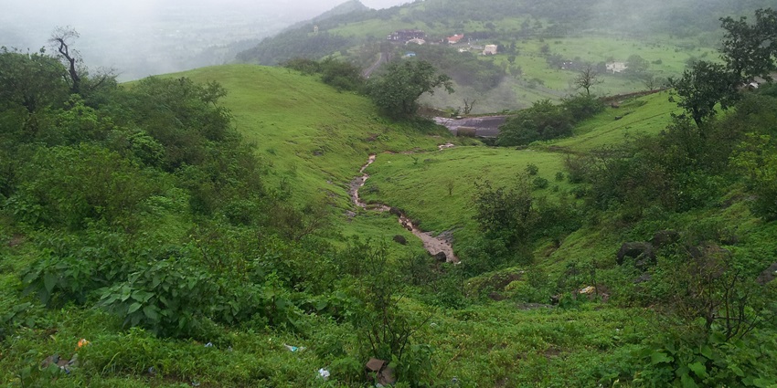 A majestic view of verdant valleys in Gujarat’s Saputara region, surrounded by greenery