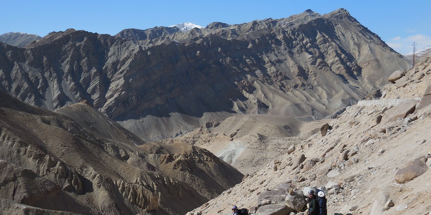 Two Girls hiking at Sham Valley Trek, one of the difficult treks in Leh, Ladakh