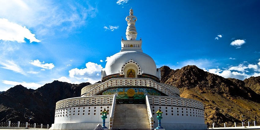 Image of Shanti Stupa, Ladakh - at a height of 4267 meters overlooking the Leh city