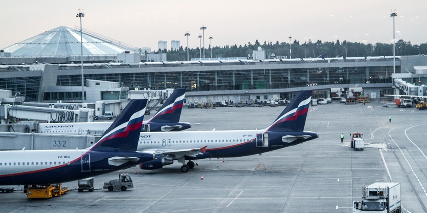 Sheremetyevo International Airport, one of the busiest airports in Russia, with modern terminals.