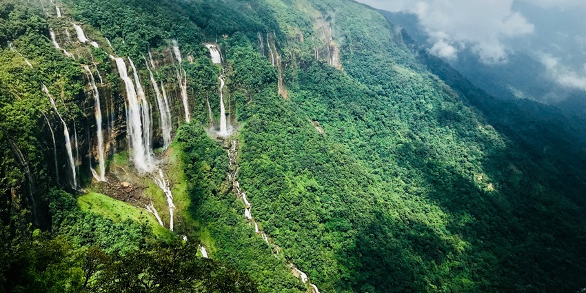 Scenic view of Shillong's rolling hills - one of the places to visit in India with family.