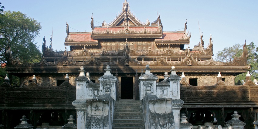 Scenic image of the beautiful Shwenandaw Monastery in the heart of Myanmar