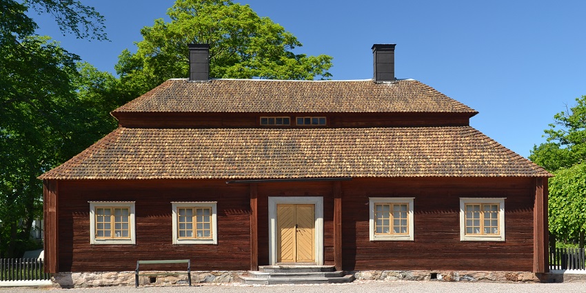 Traditional Swedish buildings at Skansen, a historic open-air museum near Vasa Museum.