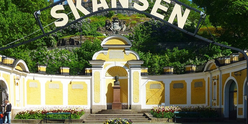 An image showing the entrance to Skansen, a famous place near Viking Museum in Sweden.