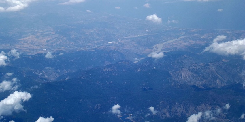 An aerial view of Calaria from a plane