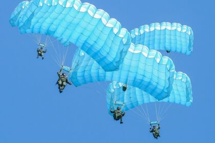 Skydiving in the UK offers breathtaking views of coastlines, countryside, and cityscapes.