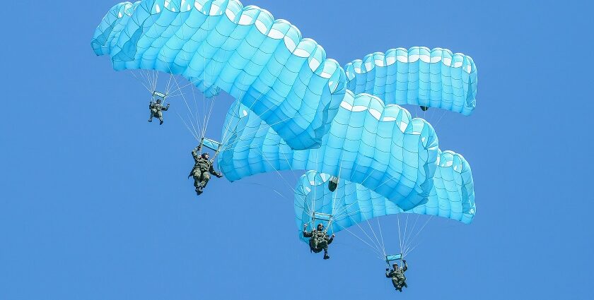 Skydiving in the UK offers breathtaking views of coastlines, countryside, and cityscapes.