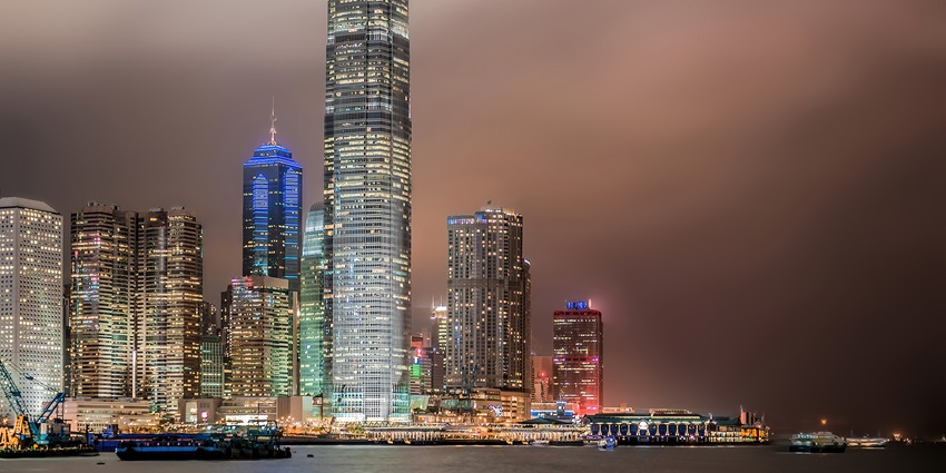 Image of the beautiful night in Central Soho, Hong Kong in China