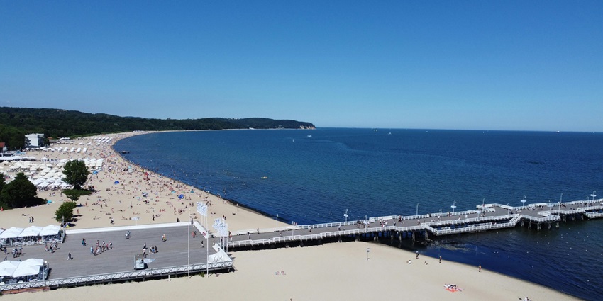 Drone shot was taken at the beautiful Sopot Beach in Poland