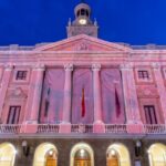 A panoramic view of the town hall of Cádiz in Spain.