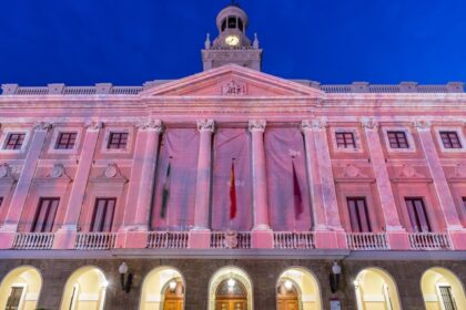 A panoramic view of the town hall of Cádiz in Spain.