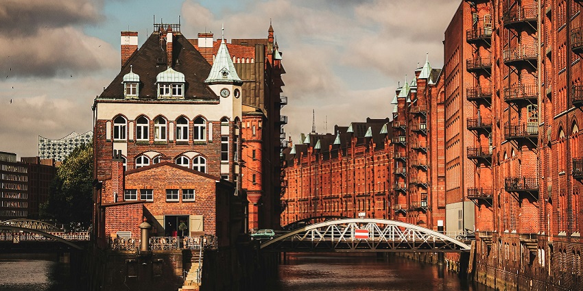 An image showing the historic Speicherstadt district, one of the places to visit in Hamburg.
