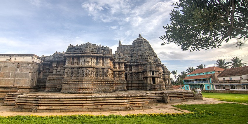 Sri Lakshmi Narayana Temple with its old stone architecture and detailed carvings
