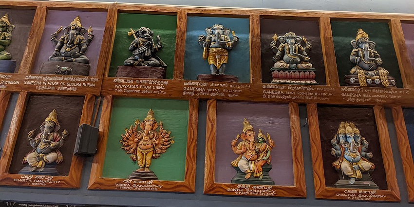 Interior of the Vinayagar temple with different kinds of lord Ganesha's small works